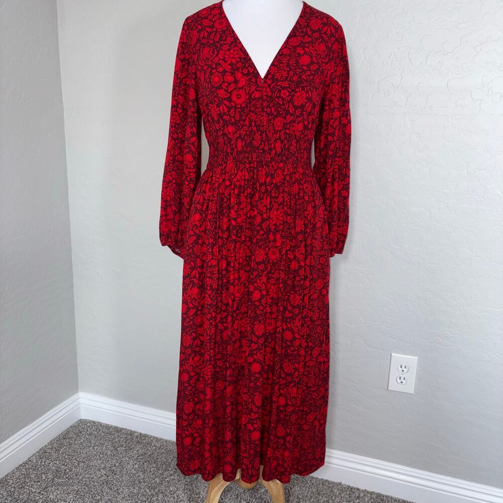Knox Rose Maxi Dress Long Sleeve Red Black Ren Faire Peasant Hippie Cottage Med